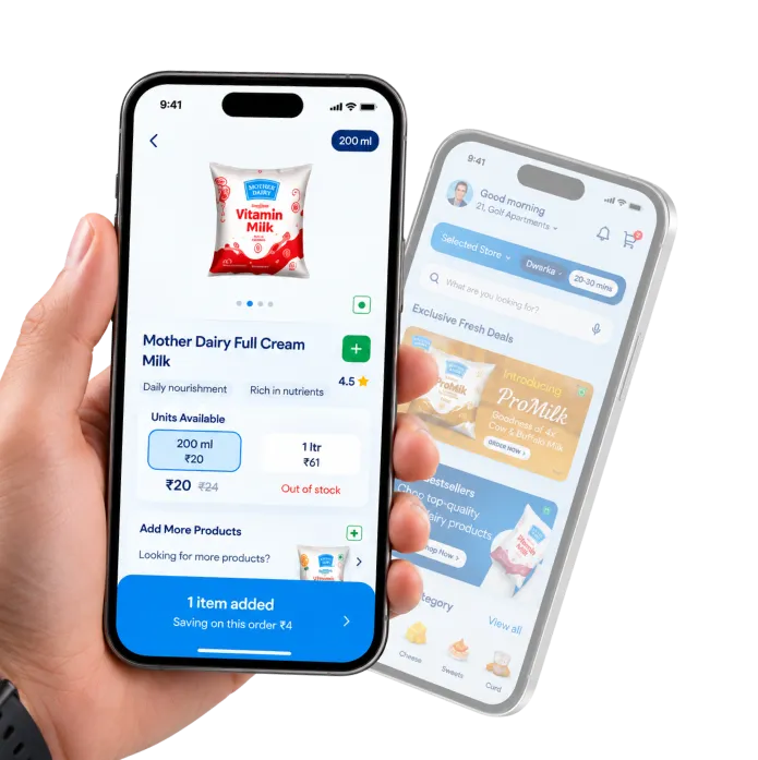 Mother Dairy App Mockup