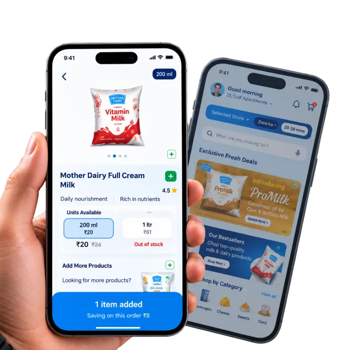 Mother Dairy App Mockup